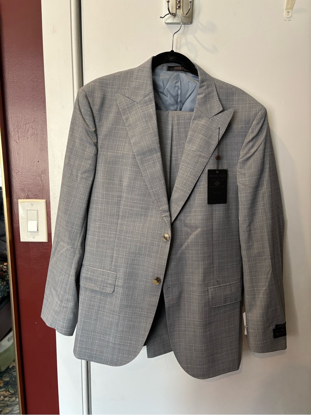 NWT Joseph Abboud American Bespoke Suit Separates, Steel Grey, Size 40R, 34Wx32L